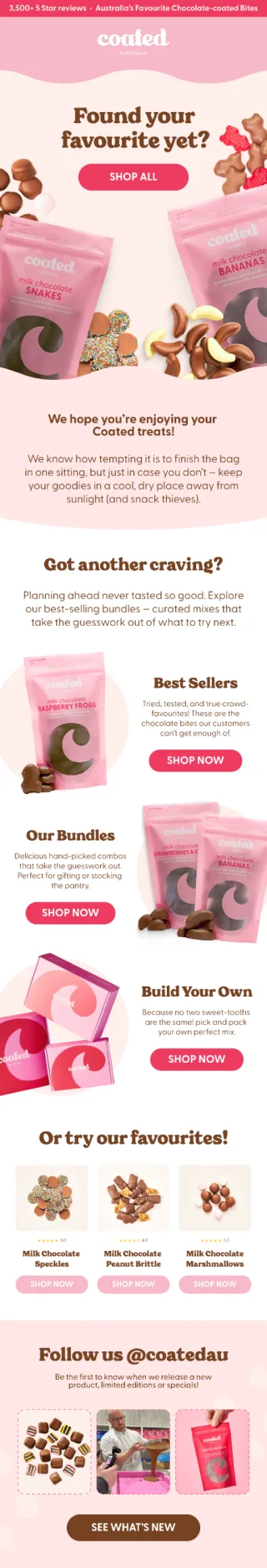 Coated flow email: found your favourite yet, a browse reminder