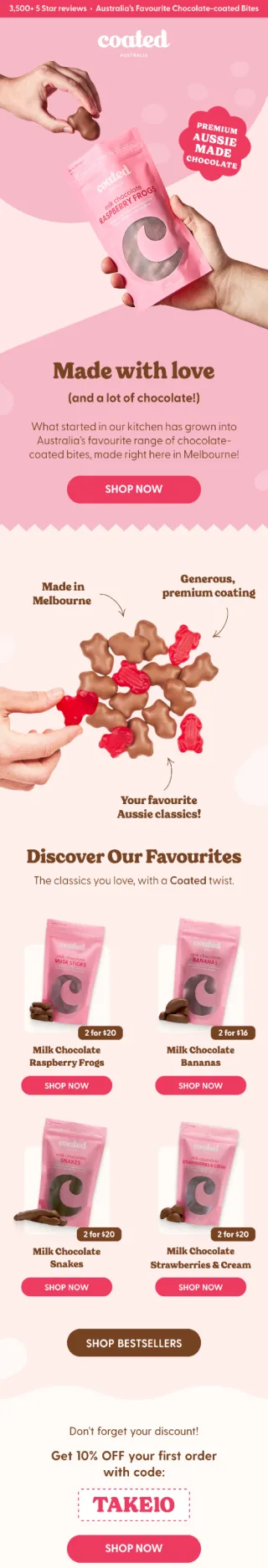 Coated flow email: made with love, the welcome email