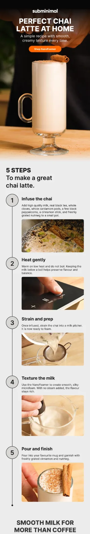 Subminimal campaign email: a five step chai latte recipe
