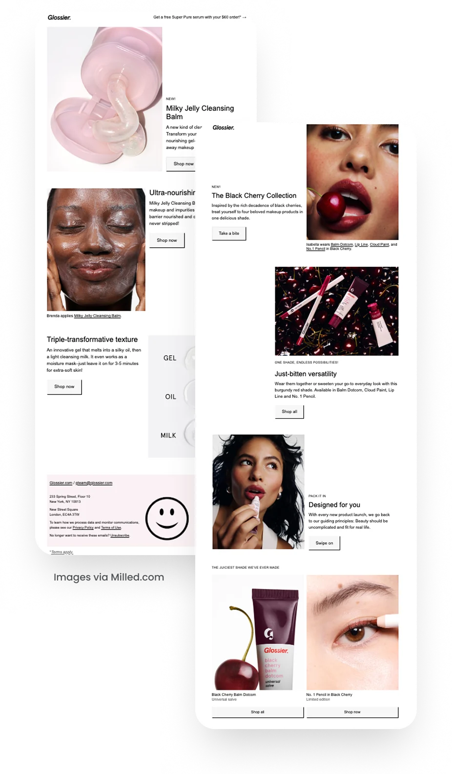 Glossier product launch emails